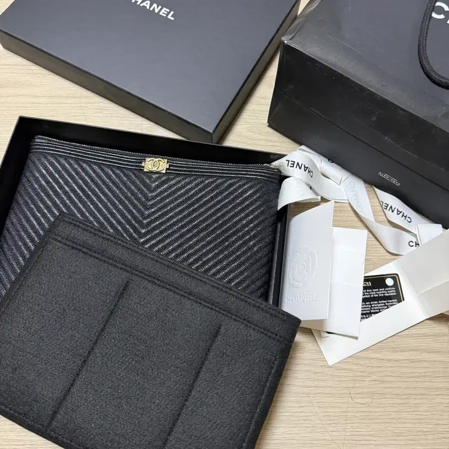 샤넬 쉐브론 클러치 블랙 풀셋 이너백 포함 M