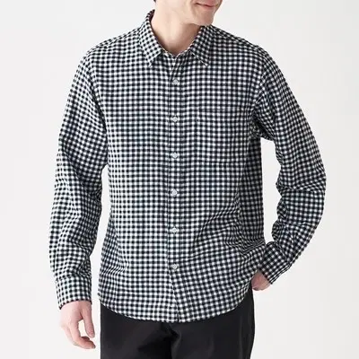 무인양품 Muji 깅엄 체크 셔츠 블랙 L (100)