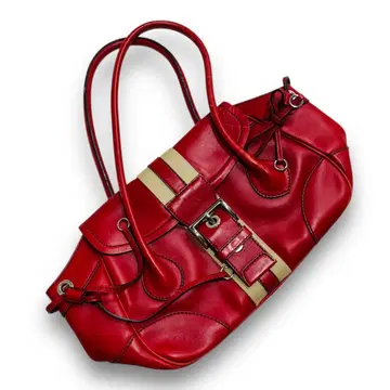 PRADA 00s Red Vitello Daino Shoulder bag