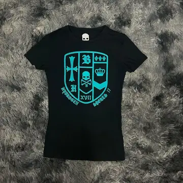 hydrogen 스컬 크로스 T셔츠 블랙 헤이세이 y2k