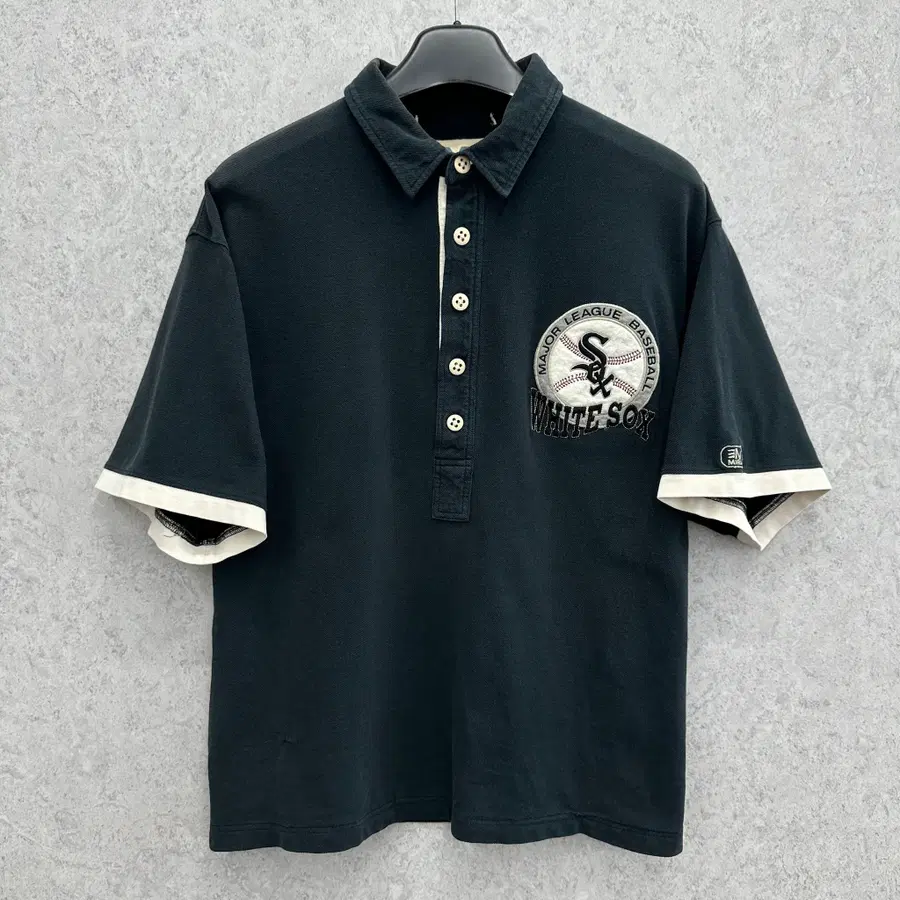 100 화이트 삭스 90s 남자 루즈핏 반팔 카라티