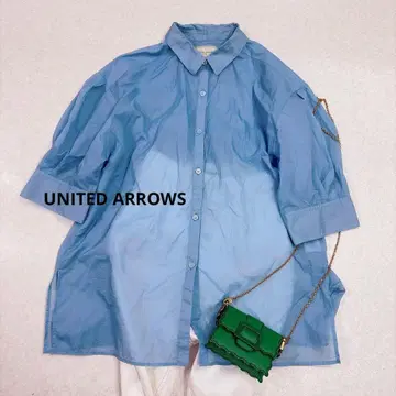 UNITED ARROWS 유나이티드 애로우즈 반팔 셔츠 블루 나일론