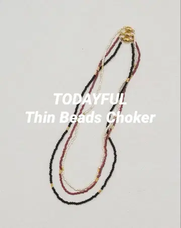 [미사용 새상품] TODAYFUL Thin Beads Choker 레드