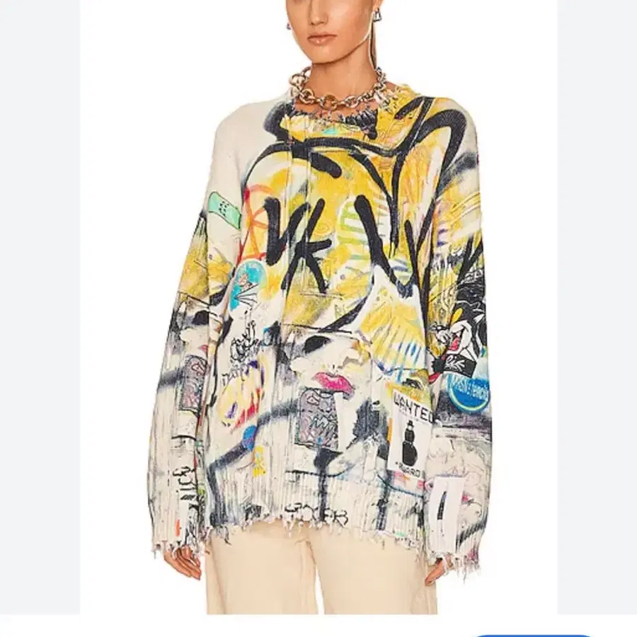 R13 Graffitti Oversize 남여공용 디스트로이드 스웨셔츠