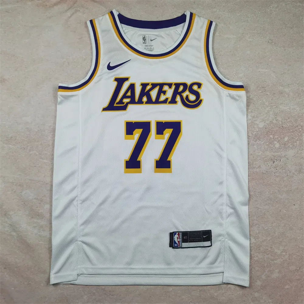 NBA 농구복 레이커스 77번 화이트 핫프레스 동치치치S-XXL