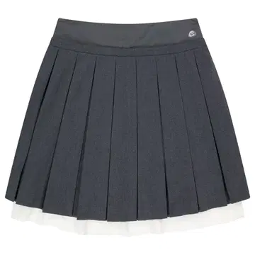 coyseio 코이세이오 DOUBLE WAISTED PLEATS SKIRT GREY | 미디 스커트