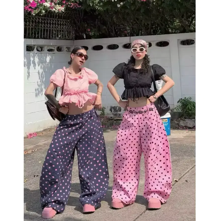 (당일발송 특가)도트 벌룬 hip 와이드 레그 팬츠