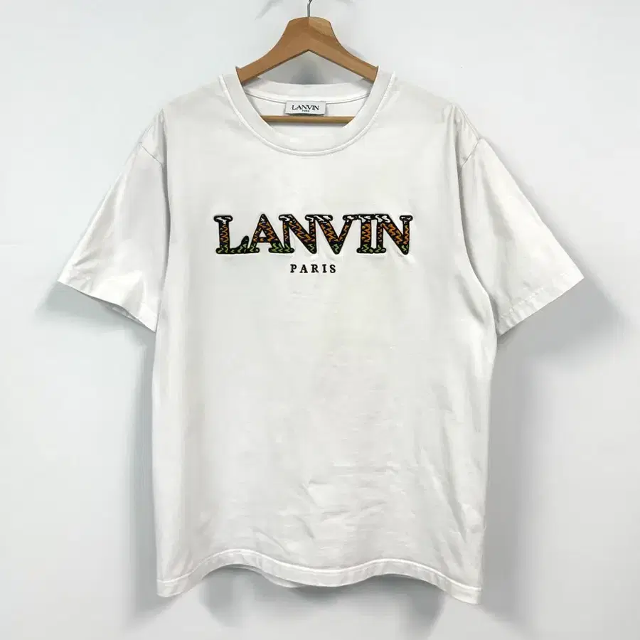 LANVIN 랑방 로고 자수 화이트 티셔츠 L
