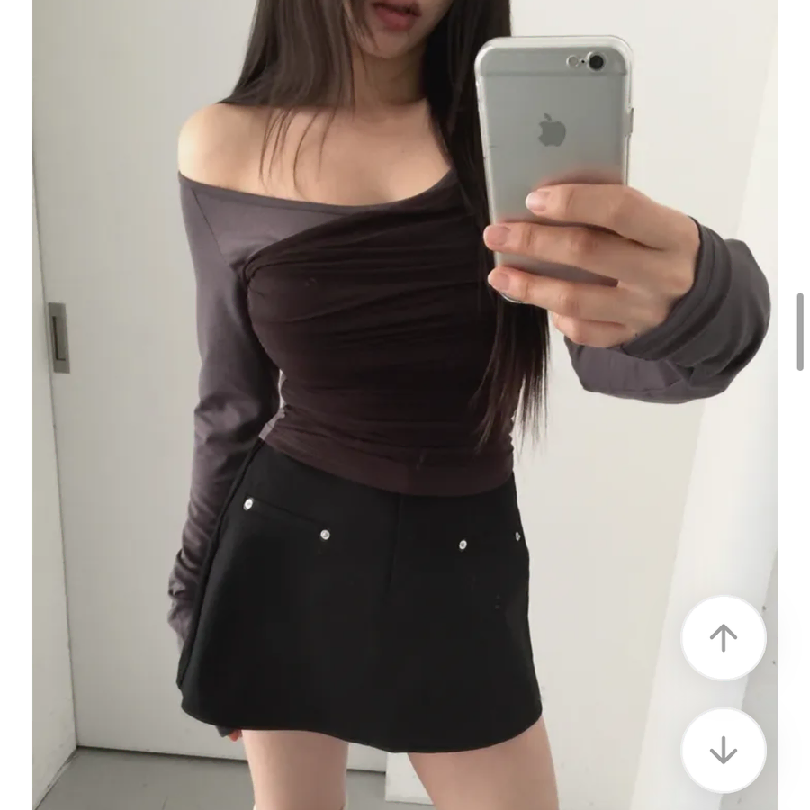 에이블리 배색 랩 셔링 티셔츠 (교신x)
