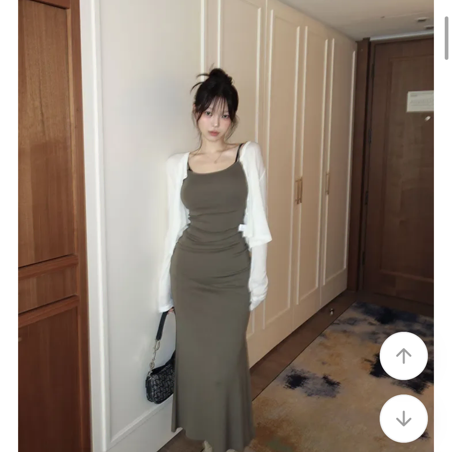 에이블리 히프나틱 머메이드 나시 롱 원피스 카키 (교신x)