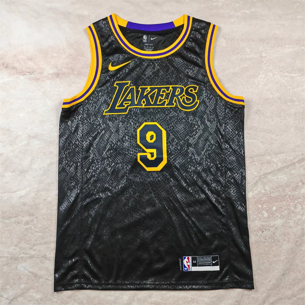 NBA 농구 유니폼 레이커스 9번 JAMES JR. 블랙 파이톤 핫 프레