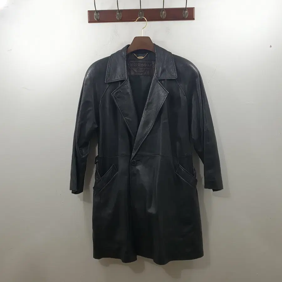 95 RENOIR CLUB 여성 블랙 양가죽 100% 롱 레더 자켓 코트