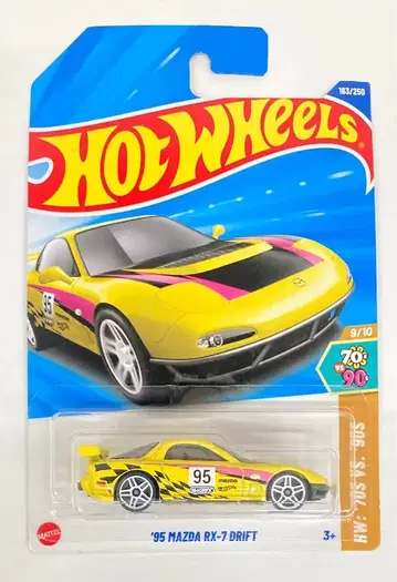 MATTEL HOTWHEELS HW: '70S VS. '90S 9/10 JFN71 '95 MAZDA RX-7 DRIFT 옐로우 #95 163/250