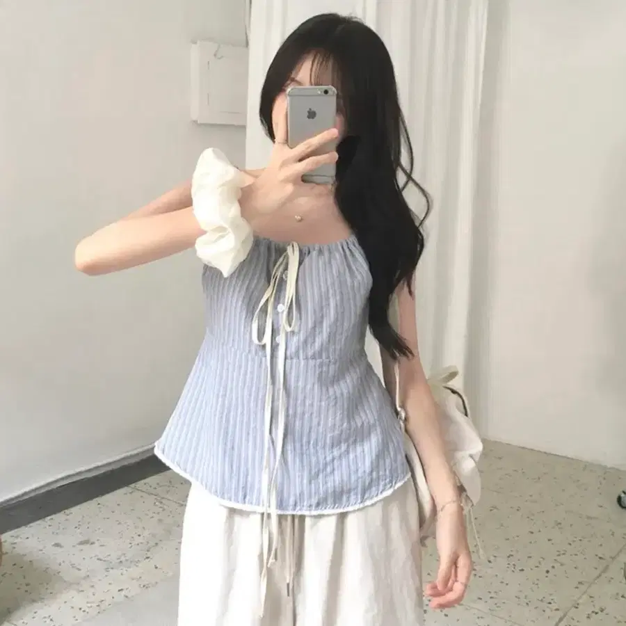 레이스 나시 블라우스