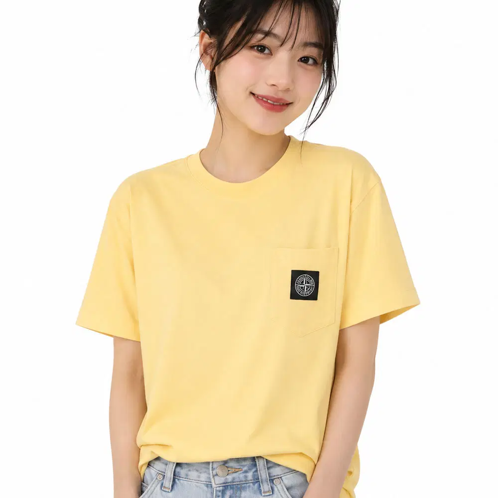 스톤아일랜드 키즈/주니어 포켓 반팔티셔츠 옐로우