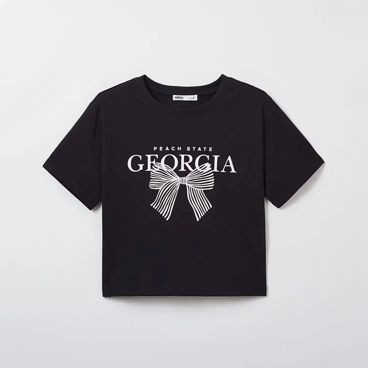 스파오 GEORGIA 리본 크롭 반팔티_SPRPE37G57 블랙 L