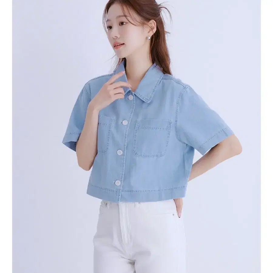 로엠 데님 반팔 셔켓