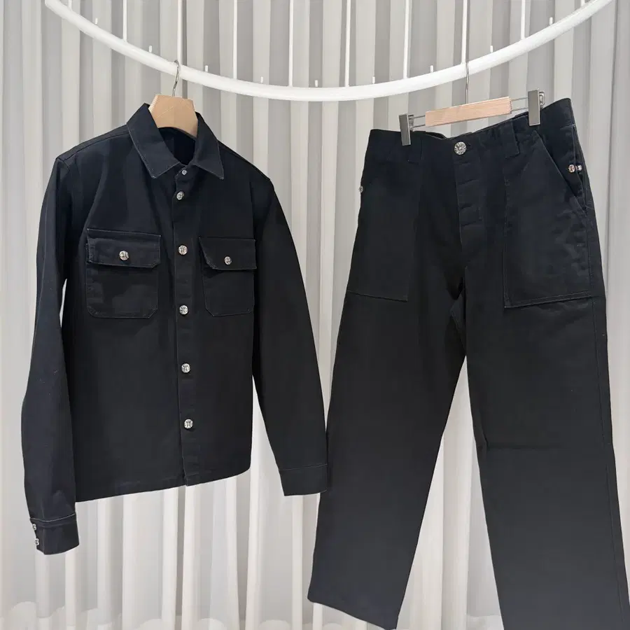 ( A / L . 34 ) 크롬하츠 워크독 블랙 데님 자켓 팬츠 셋업