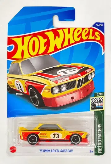 MATTEL HOTWHEELS 레트로 레이서 2/10 HHD83 '73 BMW 3.0 CSL 레이스 카 #73 34/250