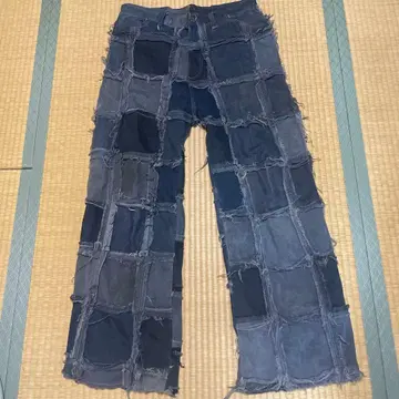 하나뿐인 패치워크 리메이크 데님 와이드 그런지 Y2K 데미지 데님