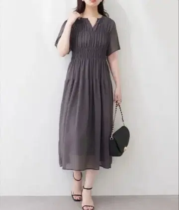 natural couture 변형 셔링 프렌치 슬리브 원피스
