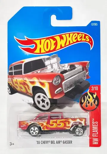 MATTEL HOTWHEELS HW FLAMES 2/10 DTX80 '55 CHEVY BELAIR GASSER 레드/#55 109/365
