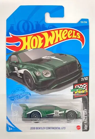 MATTEL HOTWHEELS HW 레이스 데이 7/10 HCM35 2018 벤틀리 컨티넨탈 GT3/그린 #100 133/250