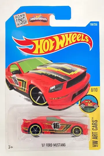 MATTEL HW ART CARS 8/10 HOT WHEELS '07 포드 머스탱 레드 198/250