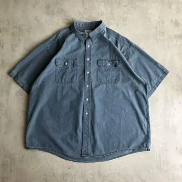 00s L.L.Bean 캐나다제 코튼 워크 셔츠 페이드 XXL