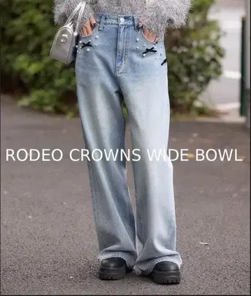 [택 포함 새상품] RODEO CROWNS 데코레이션 하이웨스트 와이드 데님