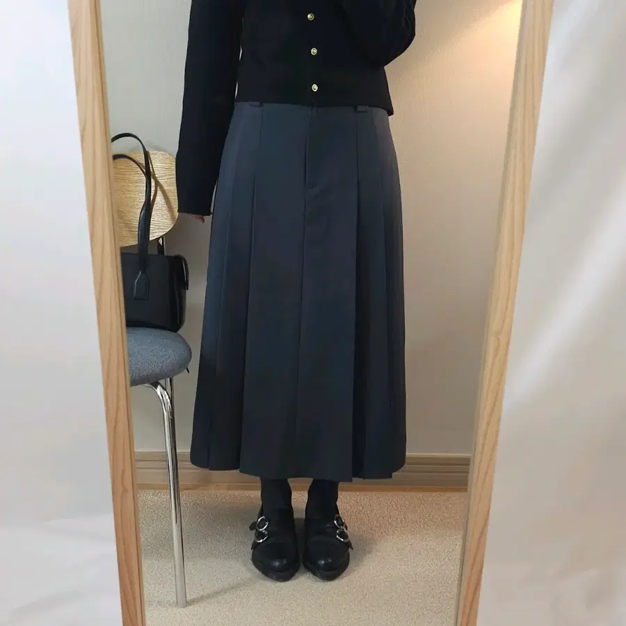 (66/새상품)나무그림 여성 A라인 플리츠 롱 스커트 fw