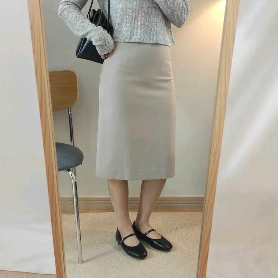 (XS)컬러위드클로젯 여성 H라인 롱 스커트 오피스룩 그레이베이지 W4589
