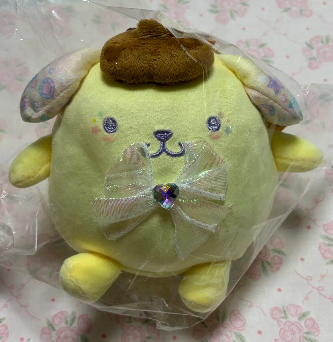 산리오 폼폼푸린 별빛 보석 리본 인형 키링 하트 카라비너 일본정품