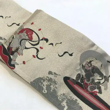 [미사용 새상품] 오리비토 반폭 오비 멋내기 오비 일본제 개성파 풍신뇌신 양면