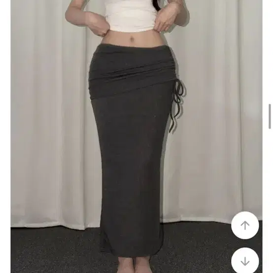 룩캣미 에이블리 골반 셔링 맥시 스커트