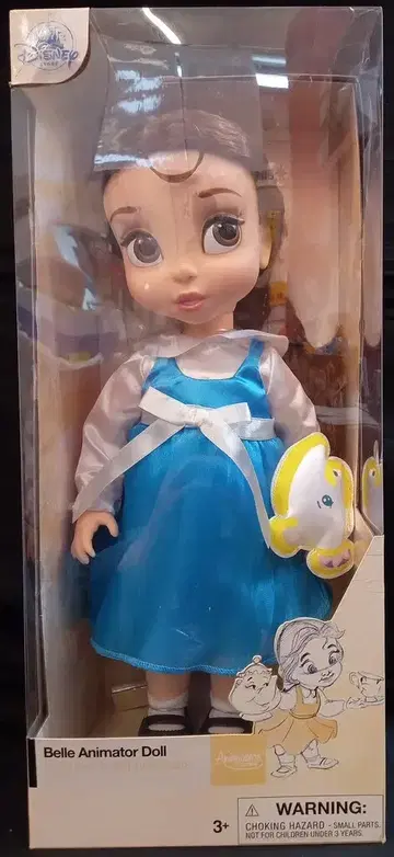 디즈니 스토어 Animators' COLLECTION Animator Doll / 미녀와 야수 벨 (파랑 원피스 / 칩)