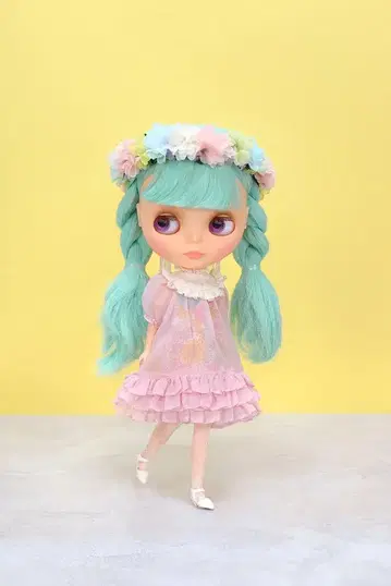 새상품 주니 문 디어 달링 22cm 인형 사이즈 (네오 브라이스) 플라워 드레스 세트 핑크