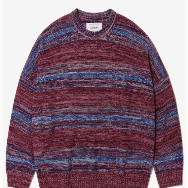 비바스튜디오-STRIPE OVER FIT KNIT KA [RED]