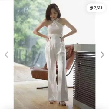 아뉴앙스 하이웨스트 슬릿 팬츠 화이트