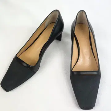 BALLY 발리 펌프스 절개 블랙 가죽 스퀘어토 22cm
