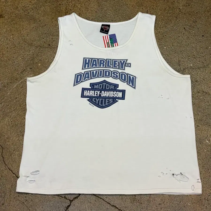 01s Made in USA 빈티지 할리데이비슨 찢 나시티 민소매