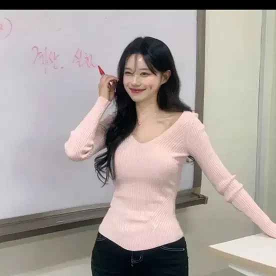 에이블리 니트쫀쫀상의 핑크