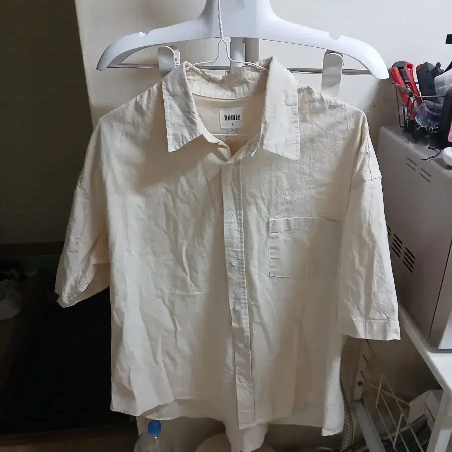 Homie 루즈핏 반팔 셔츠 아이보리