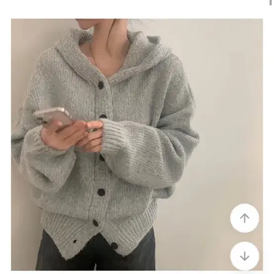 후드 가디건 그레이