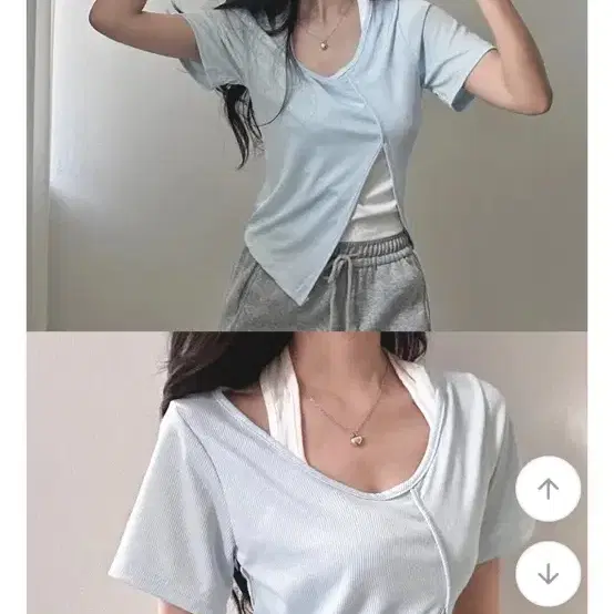 랩 반팔 티셔츠 하늘색
