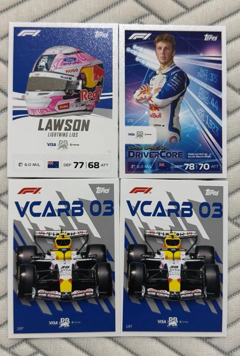 F1 탑스 터보 어택 리암 로슨 레이싱 불스 카드 판매 아비드 린블라드