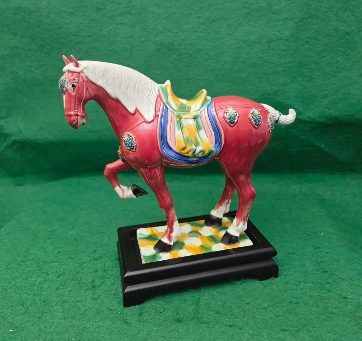 *정품)대만 건당헌 당삼채 도자기 말 장식품H:32cm)