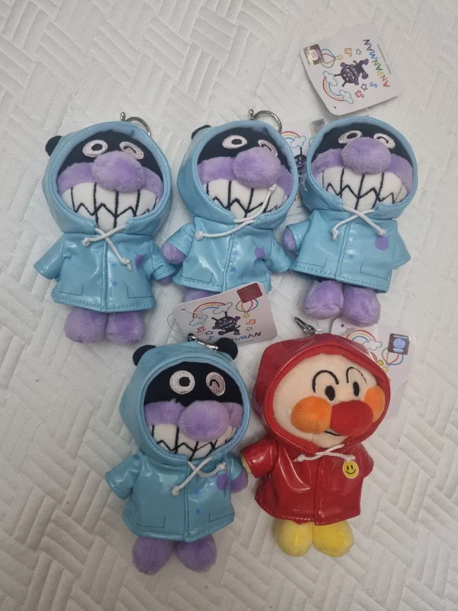 새상품) 호빵맨 세균맨 우비 인형 키링 가방고리 백꾸
