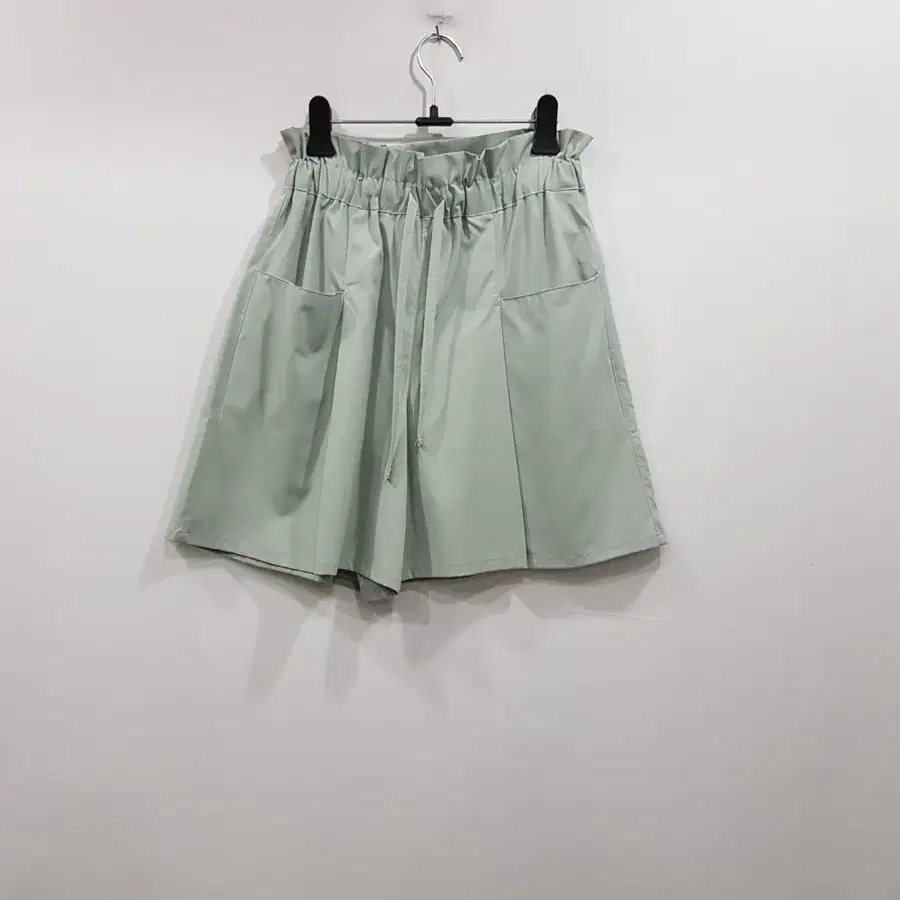 R813 빈티지 밴딩 민트색 쇼츠 와이드 반바지 여S