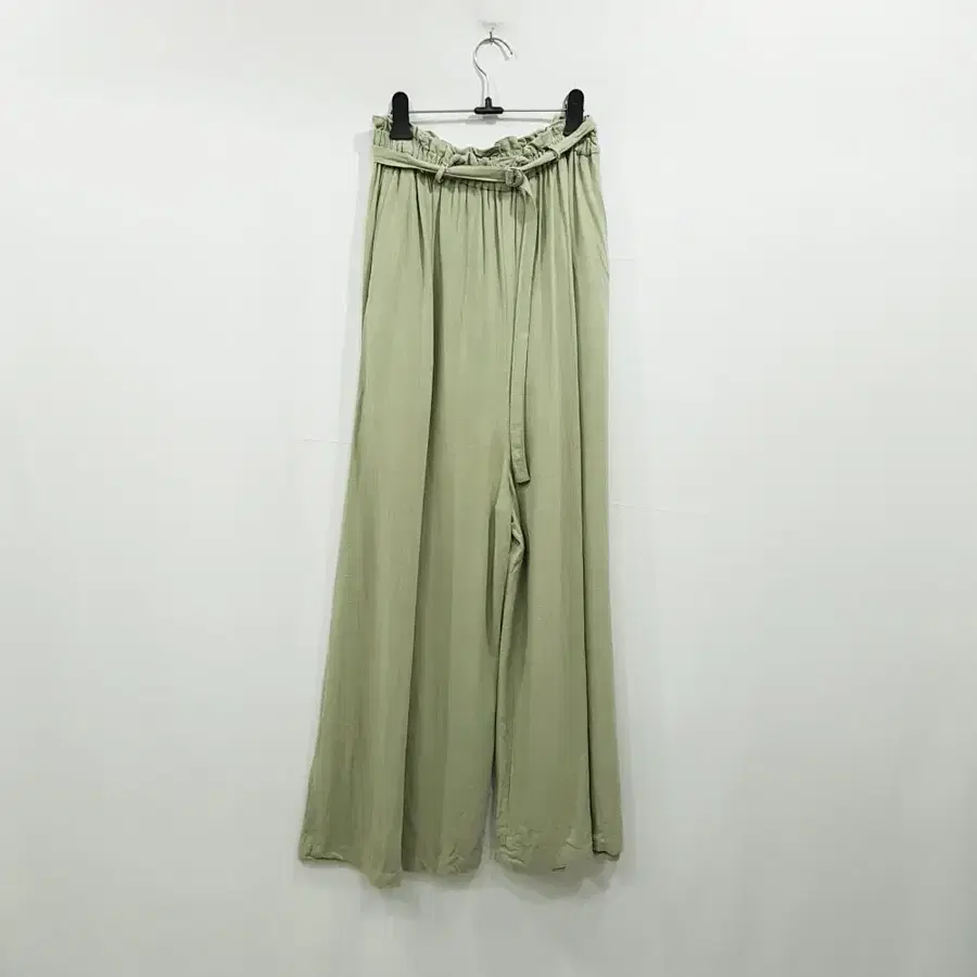 R818 니코앤드 밴딩 벨티드 린넨 마 통 와이드 바지 여L